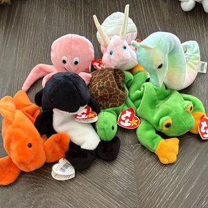 Ty Beanie Babies 7 Sea Creatures Plush Toy Collection